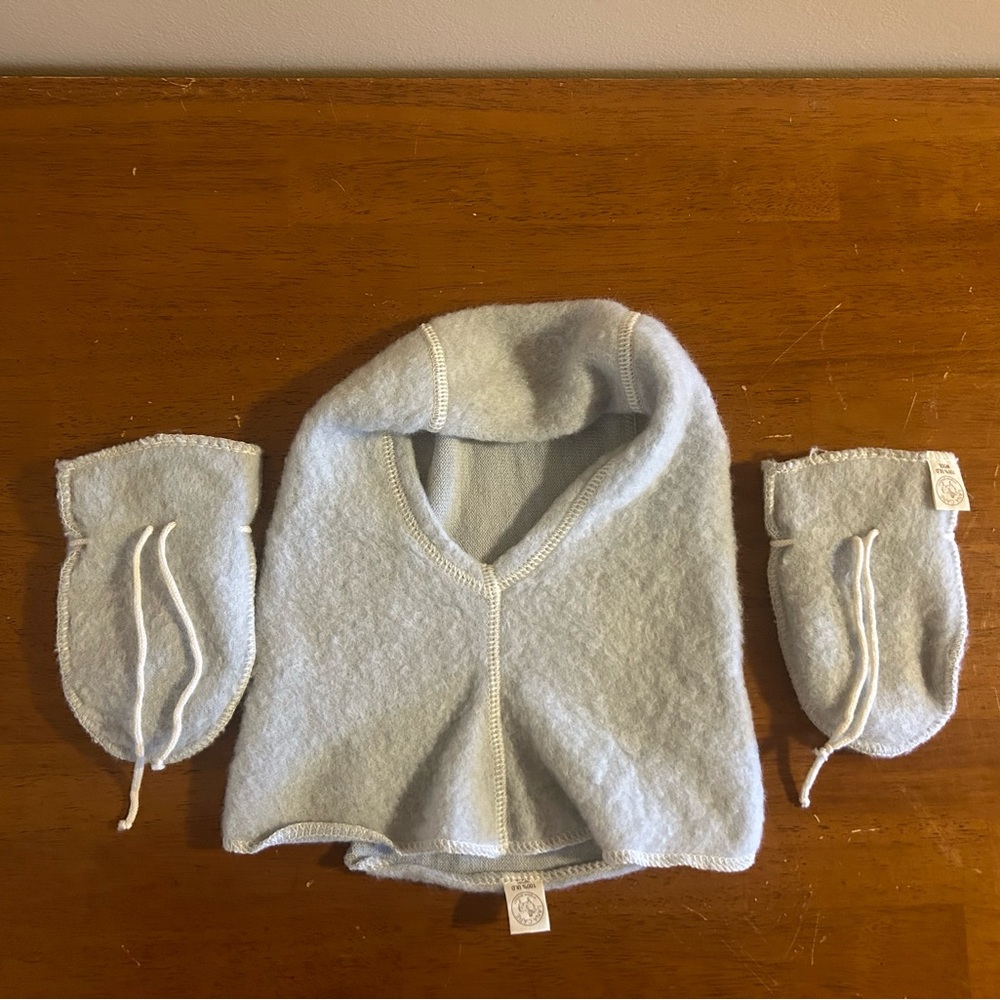 Organic wool Balaclava and mittens set